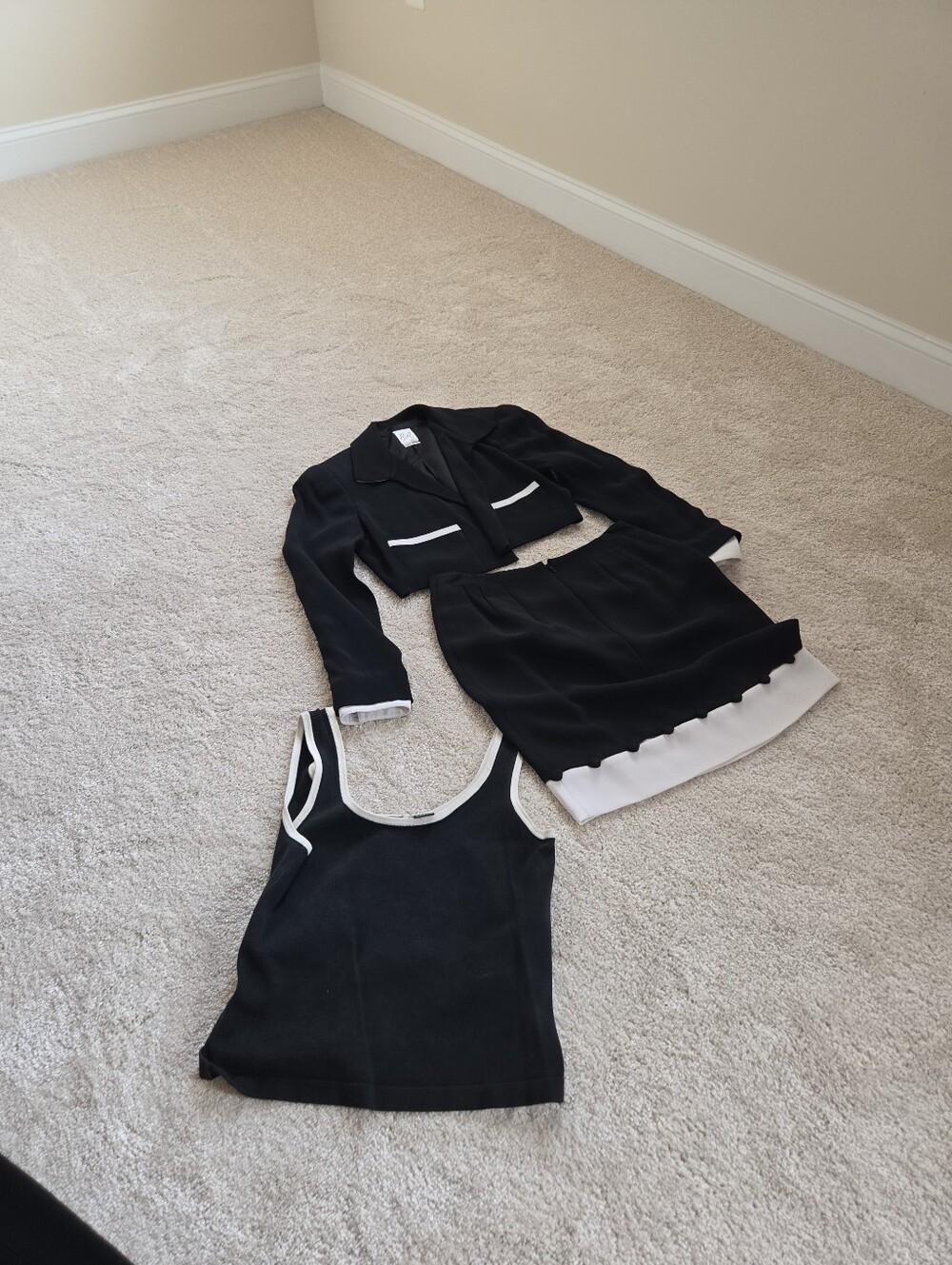 Black and White Three-Piece Skirt Set